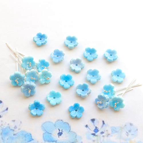 オリジナル新作☆11mm ネモフィラ、勿忘草、さくら、小さい青いお花