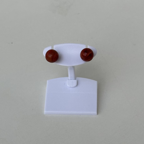 イソバナサンゴ　ピアス　シンプルな玉　約7㎜　ポストチタン　赤玉ピアス　R51216H3 5枚目の画像
