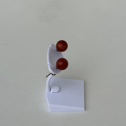 イソバナサンゴ　ピアス　シンプルな玉　約7㎜　ポストチタン　赤玉ピアス　R51216H3 6枚目の画像