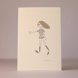「コーヒーを渡す女の子」ポストカード２枚セット 1枚目の画像