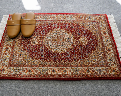 88×61cm【ペルシャ手織り絨毯 タブリーズ産 50RAJ】 カーペット・絨毯