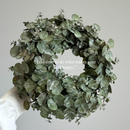 ユーカリグリーンリース　銀世界　35cm 存在感抜群◎】玄関に飾りたいユーカリリース35×35cm ギフト