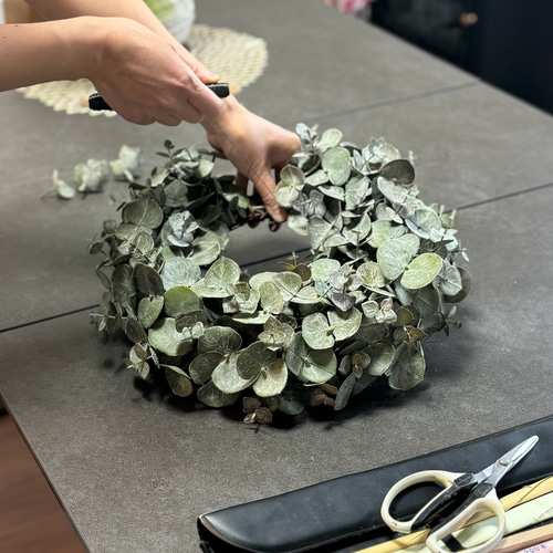 ユーカリグリーンリース　銀世界　35cm ユーカリ 銀世界のリース ＊ リース *orlaya * 通販 1518496
