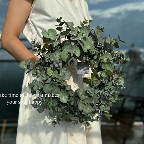 ユーカリグリーンリース　銀世界　35cm フレッシュ ユーカリ 銀世界 リース | PLANTS SHOP OLIVE