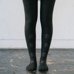 孕婦褲襪花卉圖案鬆緊腰調純棉炭灰色產前產後寬鬆黑色保暖可愛內衣 第11張的照片