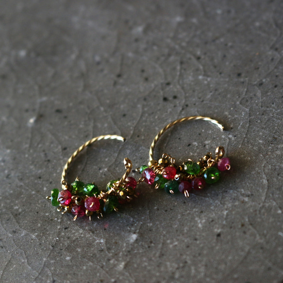聖誕彩色環形耳環 第13張的照片