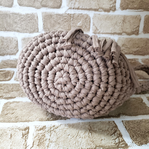 Sサイズ》ベージュ マルシェバッグ ロシアヤーン ミャータヤーン 2way