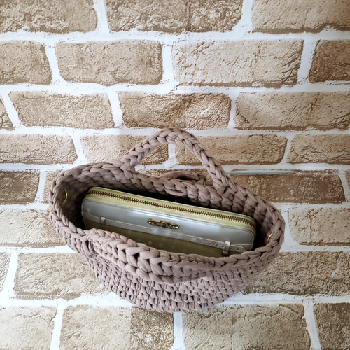 Sサイズ》ベージュ マルシェバッグ ロシアヤーン ミャータヤーン 2way