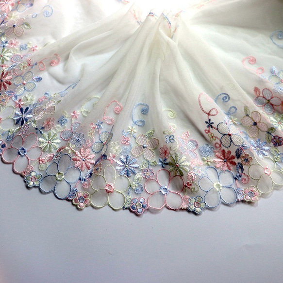 花柄 刺繍 チュール ピンク カラードレス 結婚式 ロングドレス