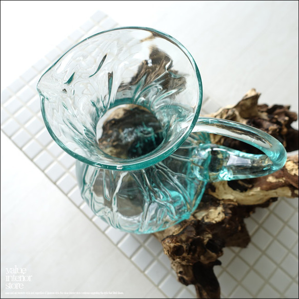 硝子デキャンターｆ/1 ガラスピッチャー フラワーベース ガラスベース 手作り ポプリ入れ 花瓶 一点物 ハンドメイド 3枚目の画像