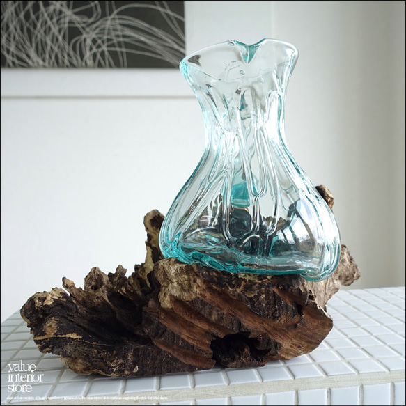 硝子デキャンターｆ/1 ガラスピッチャー フラワーベース ガラスベース 手作り ポプリ入れ 花瓶 一点物 ハンドメイド 5枚目の画像