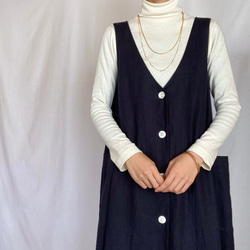 いつものジャンパースカート 》リネン/ブラック/黒/ロング/ワンピース  