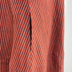 【遠州織り】ゆったり コクーンワンピース 織物 重ね着 ゆったり ストライプ 赤 和風 オーガニックコットン ミセス 8枚目の画像