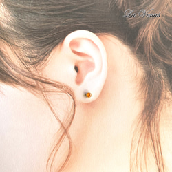 希少ストーン タンザニア産 宝石質 天然オレンジカイヤナイト 3mmピアス 316Ｌ 両耳用 金属アレルギー対策 9枚目の画像