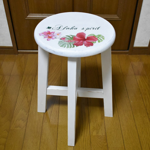 イギリス アンティーク 家具 スツール 木の椅子 花台 ペイント 4479e イギリス アンティーク調 ウッドスツール/木製椅子/家具/店舗