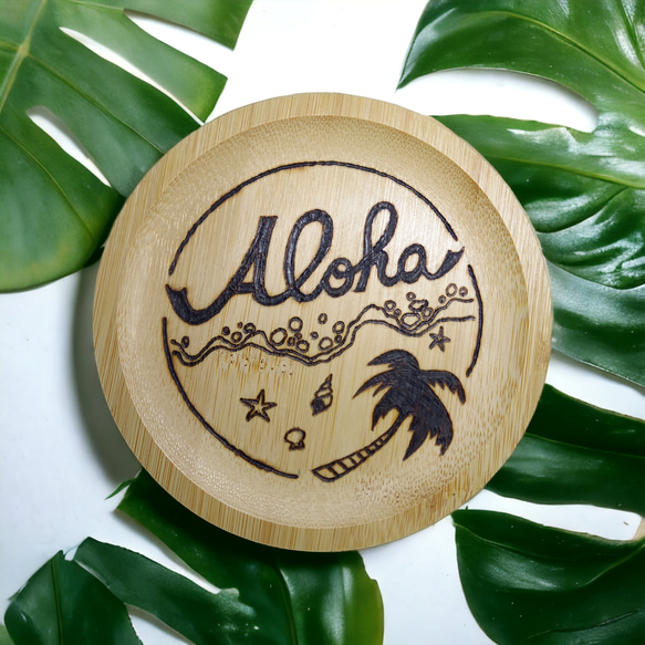 バンブートレイ aloha 丸形 1枚目の画像