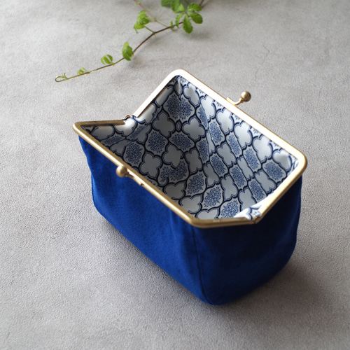 スエード マチ広 がま口 ポーチ Royal Blue がま口 LunaSol 通販