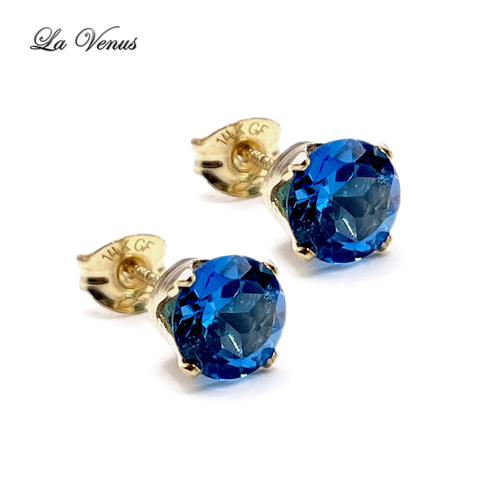 14kgfロンドンブルートパーズ・ネオンブルーアパタイトピアス/イヤリング