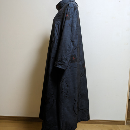 着物リメイク　　着物リメイクワンピース　　大島紬からペプラムジャケット 着物リメイク！ 大島紬のリメイクワンピースを作りました。 着物