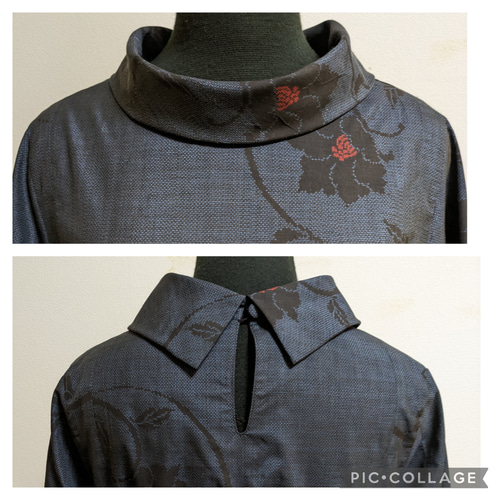 SOLD 着物リメイク ワンピース 大島紬 M〜L ワンピース さらあお