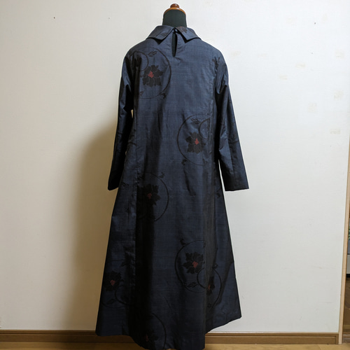 着物リメイク　　着物リメイクワンピース　　大島紬からペプラムジャケット SOLD 着物リメイク ワンピース 大島紬 M〜L ワンピース さらあお