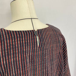 【遠州織り】ゆったり コクーンワンピース 織物 重ね着 ゆったり ストライプ 黒赤 和風 オーガニックコットン ミセス 7枚目の画像