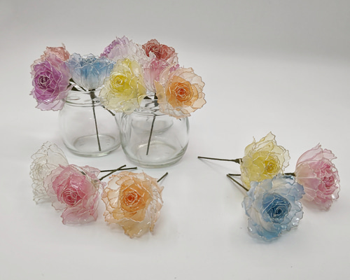 アメリカンフラワー　ディップフラワーNO、161（薔薇・かすみ草） アメリカンフラワー ディップフラワーNO、161（薔薇・かすみ草
