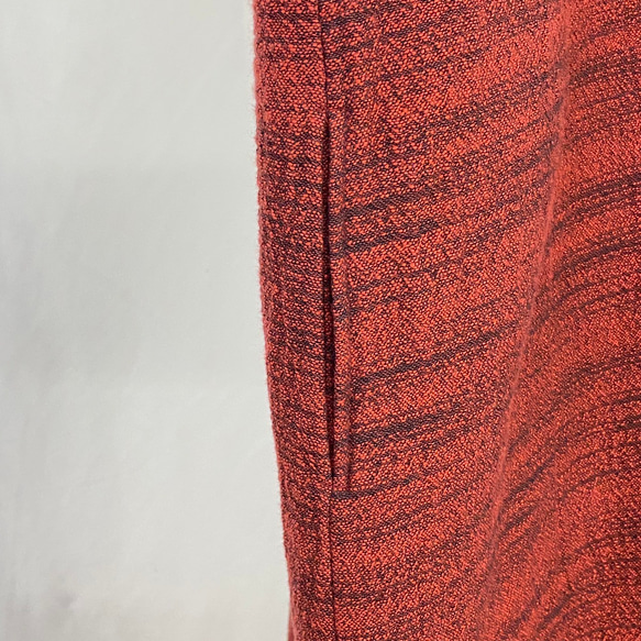【遠州織り】前立て開き ビッグシャツワンピース 赤 重ね着 ゆったり 二重織 オーガニックコットン ミセス 9枚目の画像