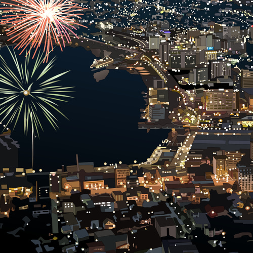 A4サイズ「函館山の夜景」 絵画 hiroma2 通販 17007089｜Creema(クリーマ)