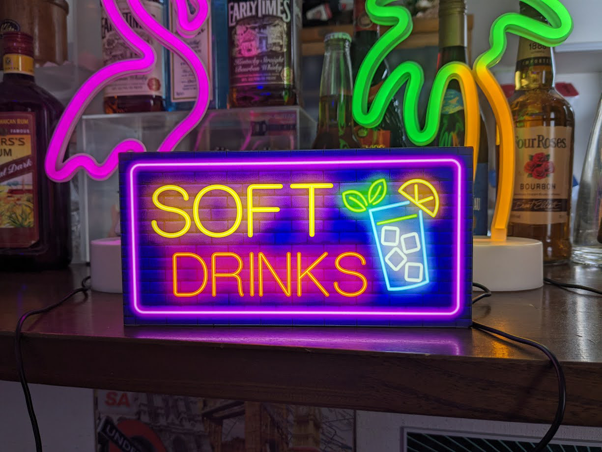フリードリンク ソフトドリンク ジュース 飲み物 店舗 パーティー イベント ミニチュア 看板 置物 雑貨 ライトBOX
