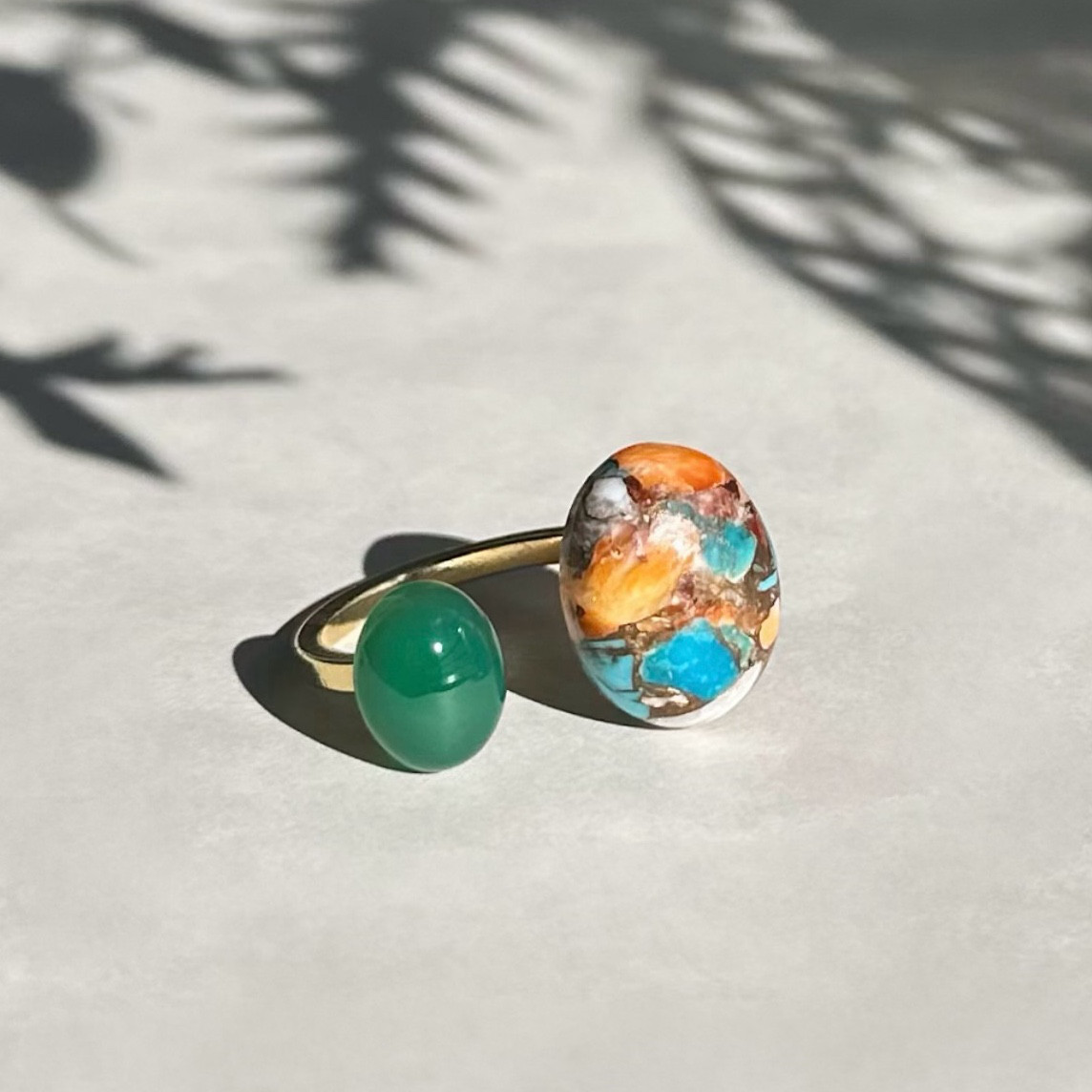 Fork ring-Turquoise×Green（フォークリング-ターコイズ×グリーンオニキス）