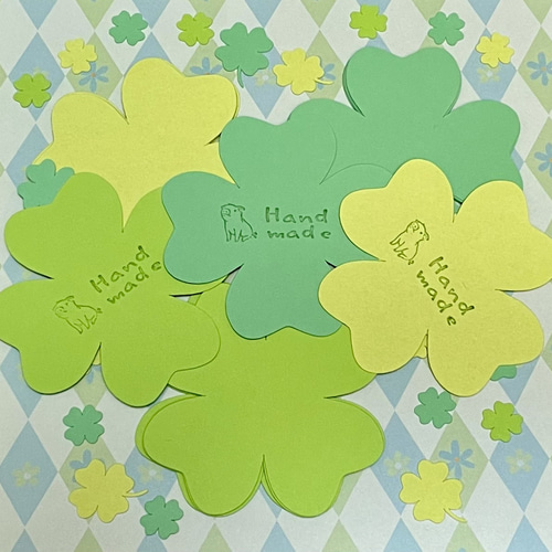 ①『6cm』四葉のクローバー コメントカード、メッセージカード 21枚
