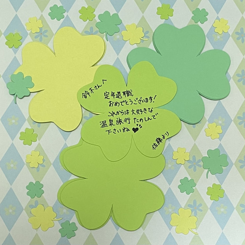 ①『6cm』四葉のクローバー コメントカード、メッセージカード 21枚