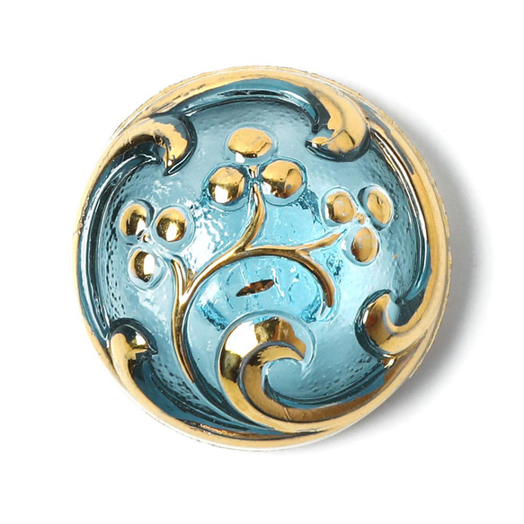 人気の チェコガラス・カボション 1個 2.2cm バロック オリエンタル 工芸品