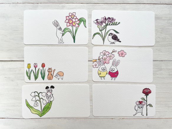 お花と動物のメッセージカード 2枚目の画像