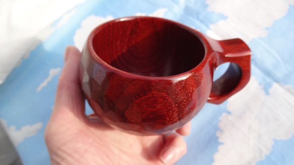 紫檀の一木彫りコーヒーカップ. 18枚目の画像