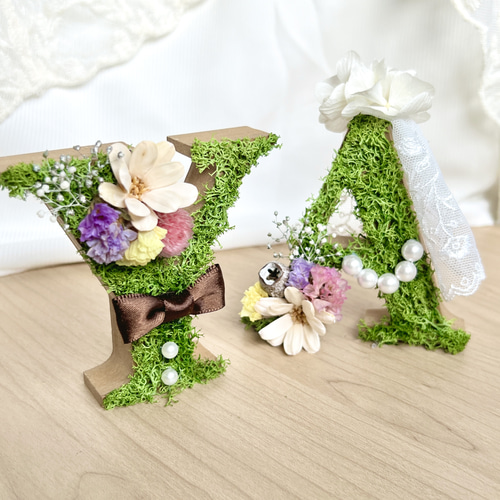 イニシャルフラワー〈3つセット〉ウエディング♡オブジェ ハンドメイド