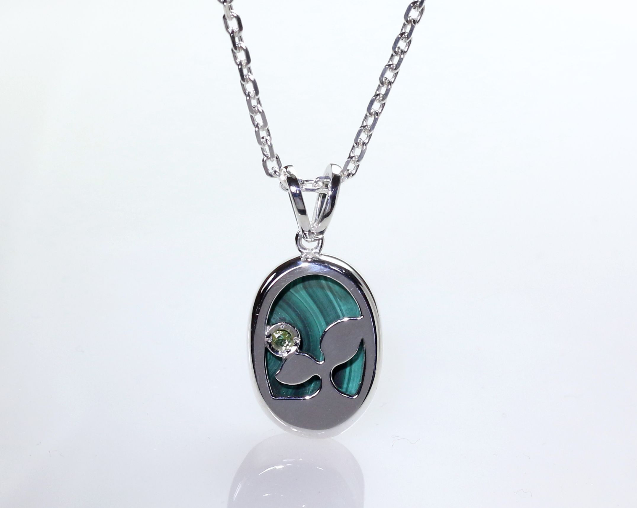 Sv925 マラカイトペンダント 16.84ct