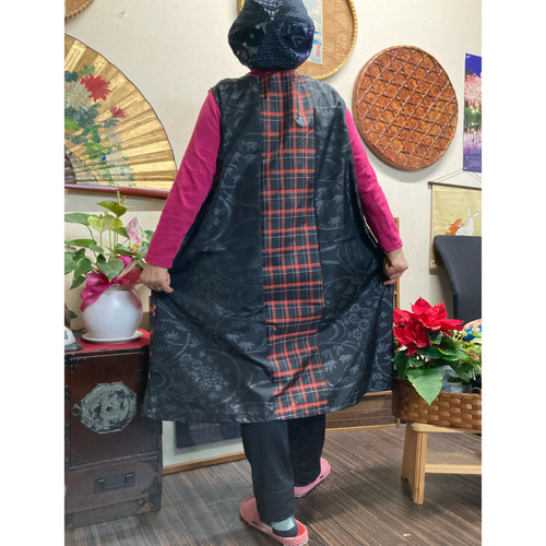 大島紬のAラインチュニック 着物リメイク チュニック 着物 大島紬のAラインチュニック 着物リメイク チュニック 着物