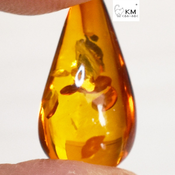 жリトアニア産天然アンバー 琥珀 ドロップ　素材10　2.185ct 1枚目の画像