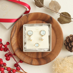 クリスマスコフレ　ツィードチェック、耳飾りとリングのスペシャルギフトセット　ホワイト 11枚目の画像