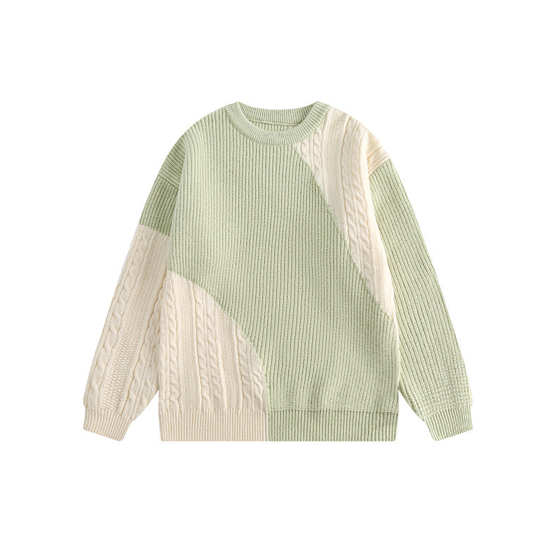 レディース*メンズ両用冬の定番カラーバイカラーカットソーセーター 2カラー 20-1323