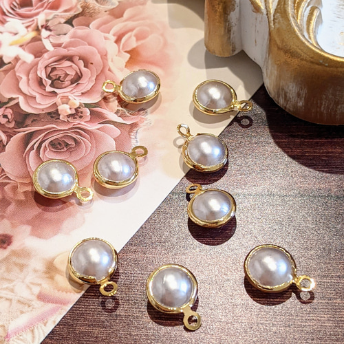 パール チャーム 9㍉ 10個 カン付き ラウンド パーツ チャーム noenoe  