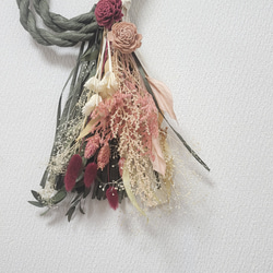 しめ縄リース　ピンクダリア　金扇　水引 しめ縄リースピンクダリア金扇水引