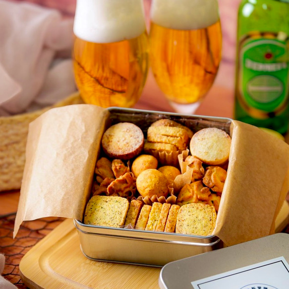 クッキー缶 お酒のおつまみクッキー缶 バレンタイン