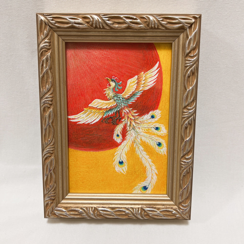 優れた品質 風水 鳳凰 大空に舞う 原画】 太陽 ゆめ 絵画 額装 壁掛け 原画 絵画