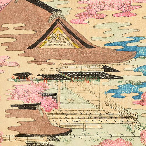 NO.520】古典柄の日本画アートポスター☆桜御所車和柄植物浮世絵