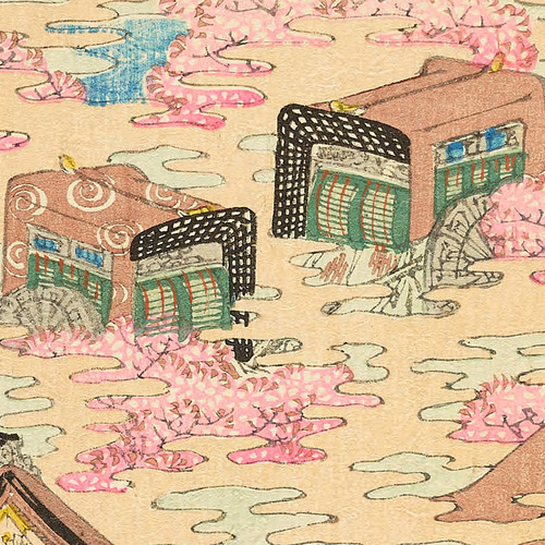NO.520】古典柄の日本画アートポスター☆桜御所車和柄植物浮世絵お正月