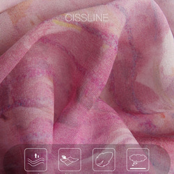 【ジョーゼットシルク100%】フリルカラーのワンピース　ウエストリボン【秋春夏】ピンク 16枚目の画像