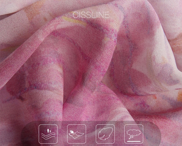 【ジョーゼットシルク100%】フリルカラーのワンピース　ウエストリボン【秋春夏】ピンク 16枚目の画像